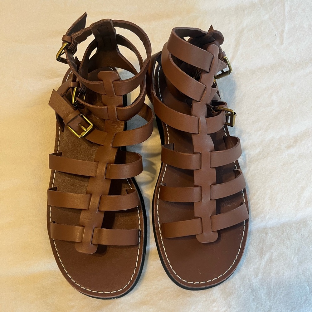 J. Crew Brown Strappy Sandals with Buckle